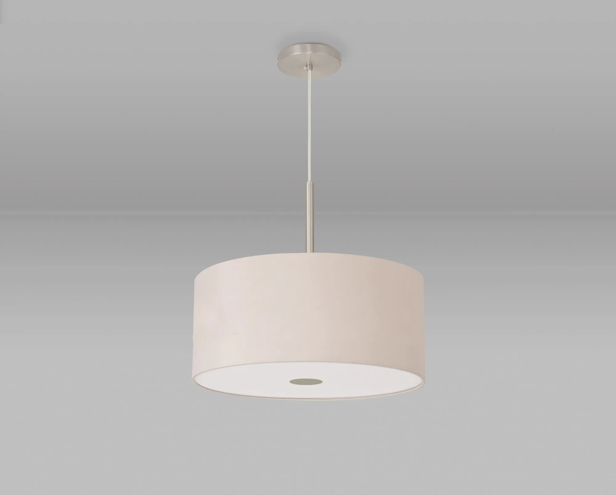 Baymont 40cm Pendant 1 Light Satin Nickel, Nude Beige/Moonlight, Frosted Diffuser DK0296  Deco Baymont SN NU